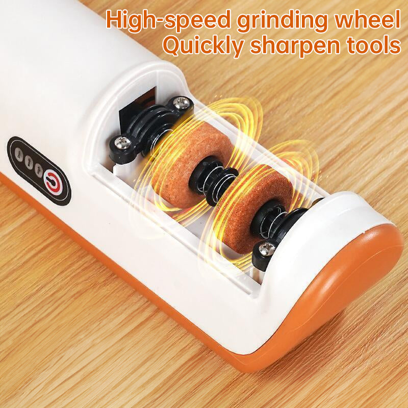 Multifunctional Electric Knife Sharpener. Automatic, professional, small - sized for kitchen use. Quick - sharpening with non -