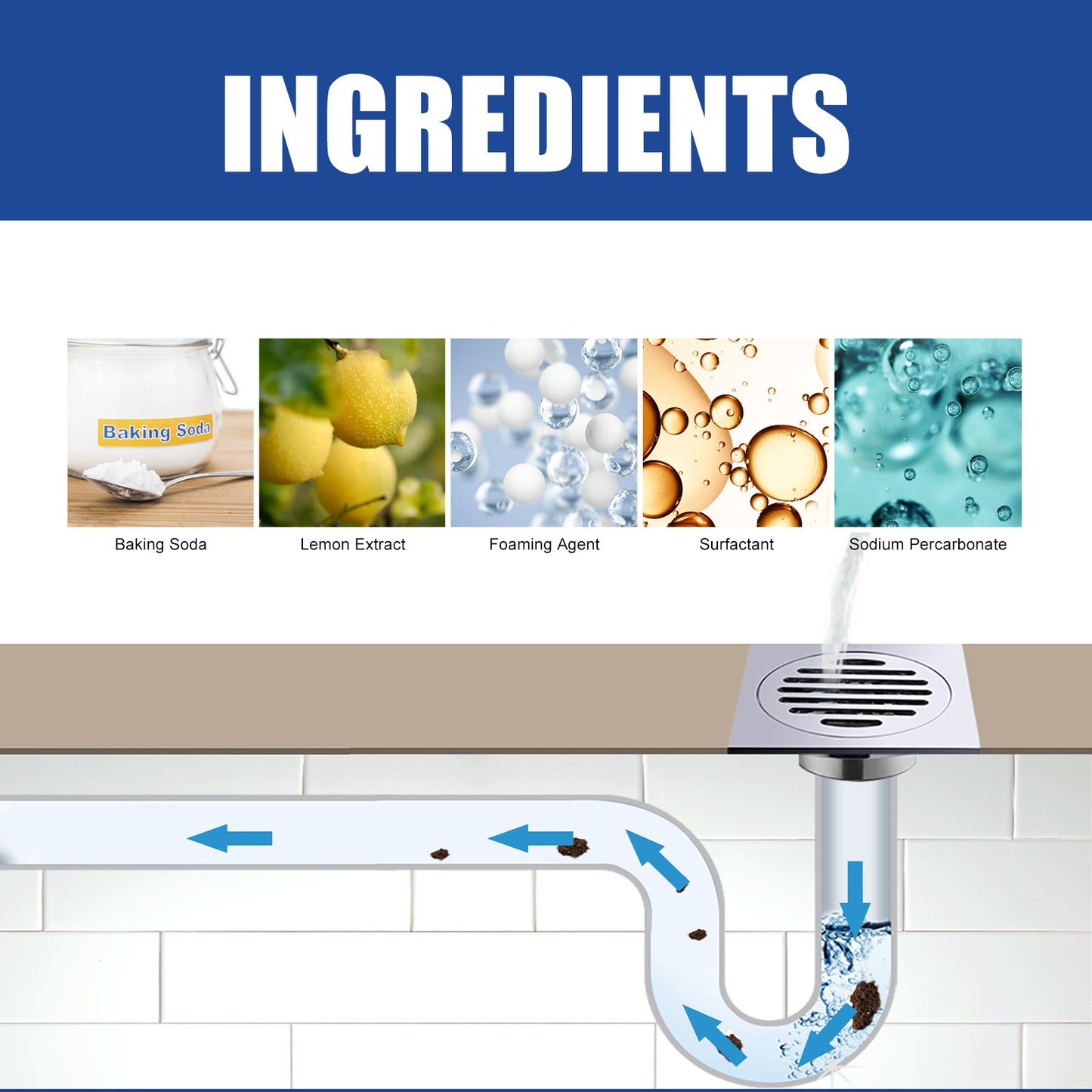 JUE-FISH Drain Gel Pipe Unclogger, Kitchen Bathroom Sewer Odor Cleaning Dissolves Dredging To Prevent Clogging