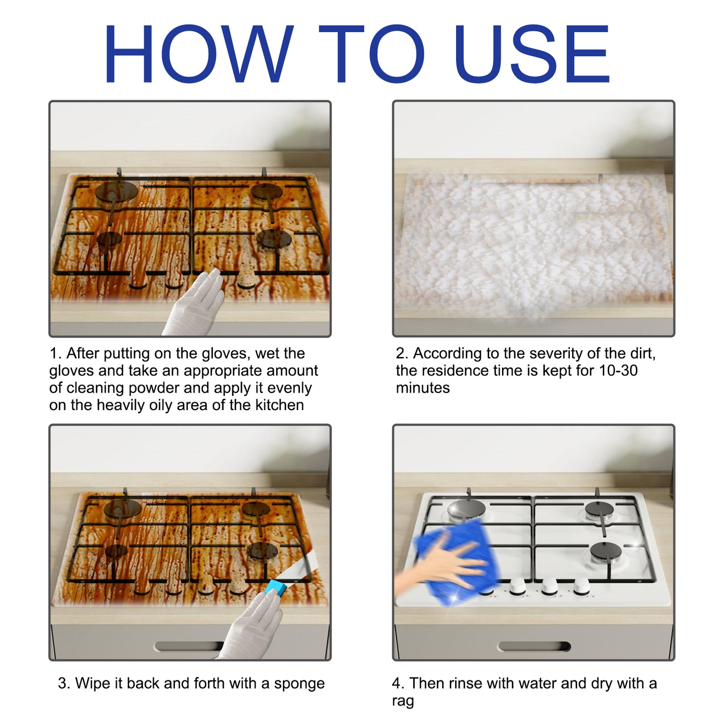 Kitchen Protective Cleaning Powder, Kitchen Range Hood Stove Faucet Oil Dirt Cleaning Powder