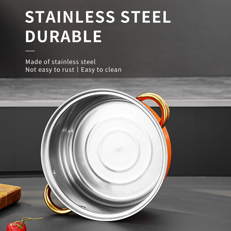 12 - piece wine - red non - stick stainless - steel soup pot set, induction - friendly for kitchen use.